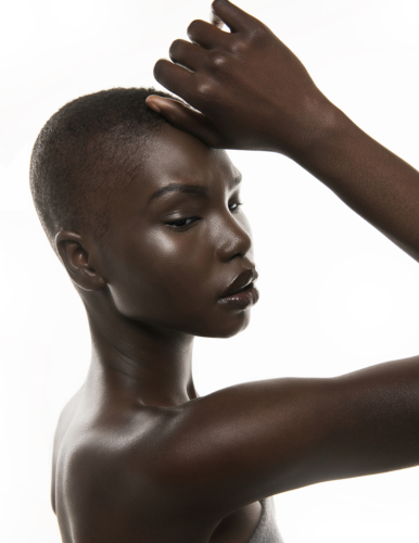 beautiful African American female with short hair